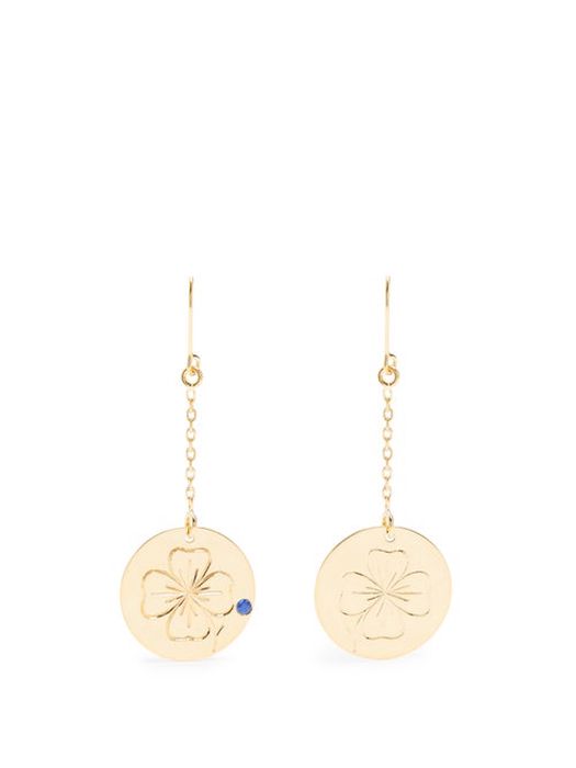 Aurélie Bidermann Fine Jewellery - Clover Sapphire & Gold Earrings - Womens - Yellow Gold