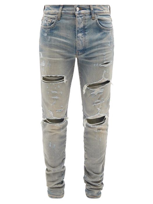 Amiri - Distressed Skinny-leg Jeans - Mens - Blue
