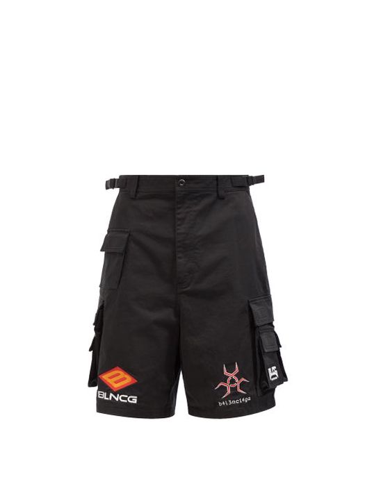 Balenciaga - Logo-embroidered Cargo Shorts - Mens - Black
