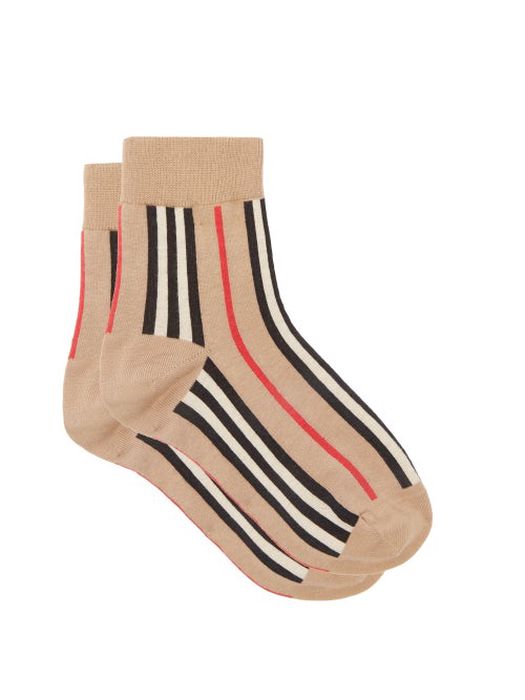Burberry - Icon Stripe Cotton-blend Socks - Mens - Beige Multi
