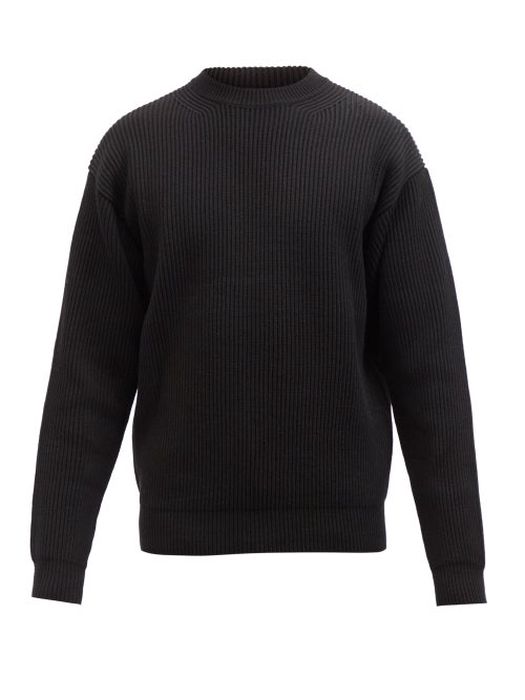 Auralee - Crew-neck Ribbed-wool Sweater - Mens - Black