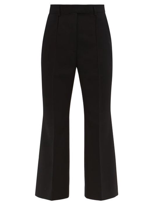 Acne Studios - Cropped Canvas Flared Trousers - Womens - Black