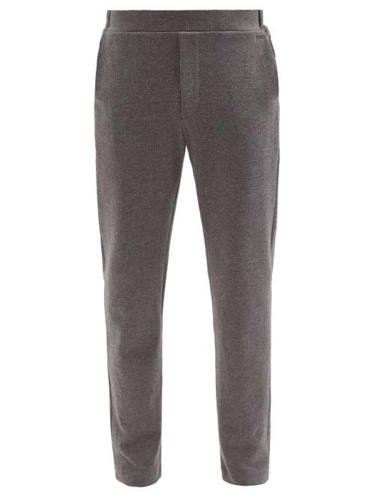 Hanro - Elasticated Cotton-herringbone Pyjama Trousers - Mens - Grey