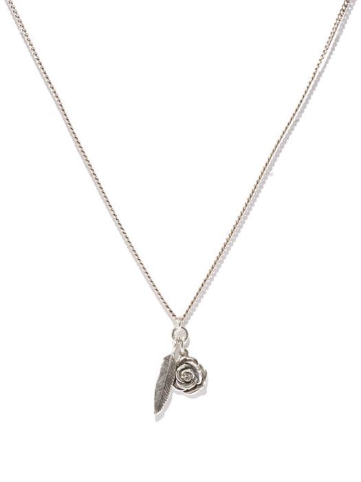Emanuele Bicocchi - Rose And Feather Sterling-silver Necklace - Mens - Silver