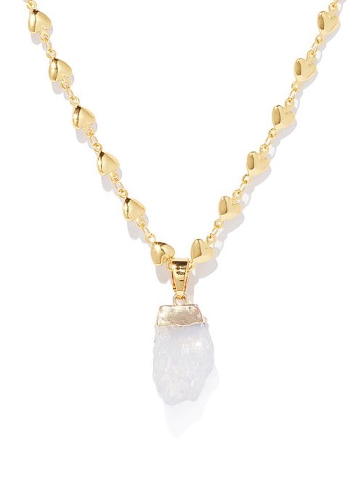 Crystal Haze - Moonstone & 18kt Gold-plated Necklace - Womens - White