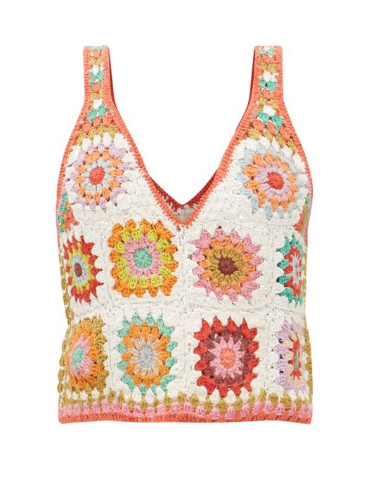 Ale mais - Floral Cotton-crochet Top - Womens - Multi