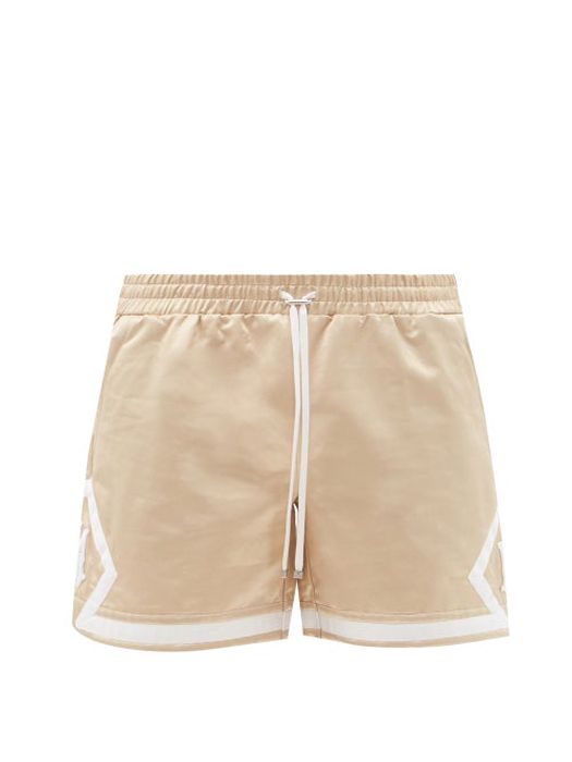 Amiri - Logo-appliqué Cotton-blend Sateen Shorts - Mens - Beige