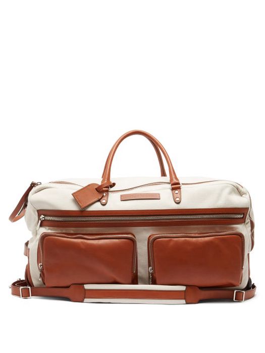Brunello Cucinelli - Leather-trimmed Canvas Holdall - Mens - Cream