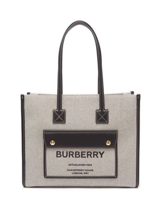Burberry - Logo-print Cotton-canvas Tote Bag - Womens - Black Multi