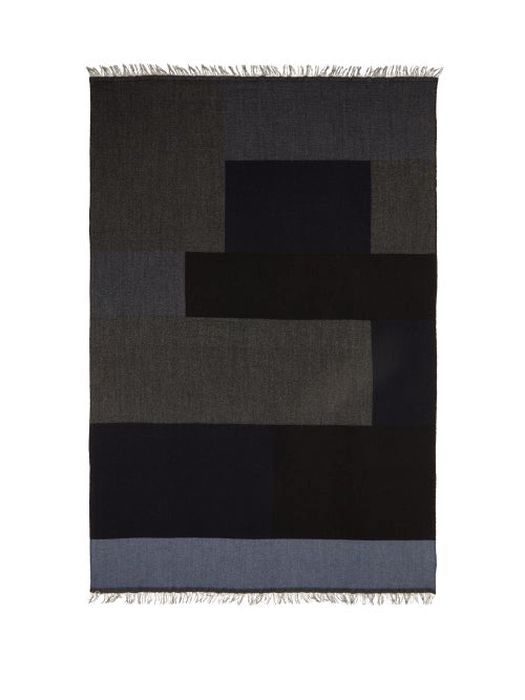 Raey - Fringed Geometric-pattern Wool Scarf - Womens - Multi