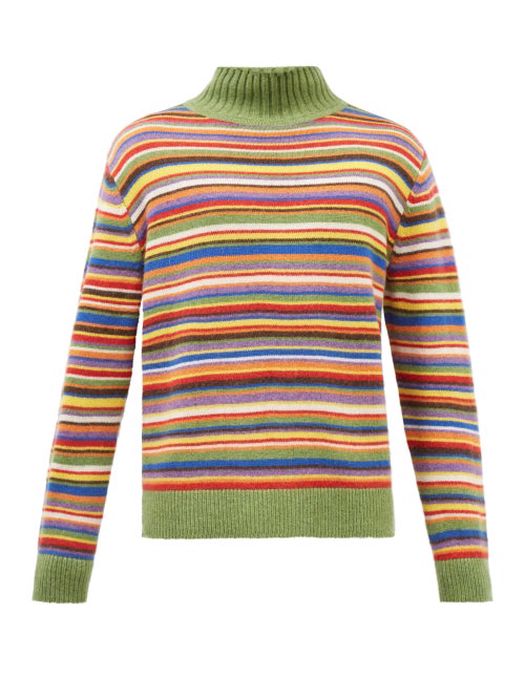 The Elder Statesman - X Mordechai Rubinstein Striped Cashmere Sweater - Mens - Green Multi