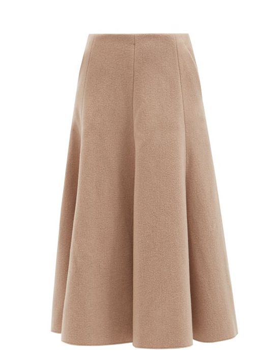 Gabriela Hearst - Maureen Felted-cashmere Midi Skirt - Womens - Dark Beige