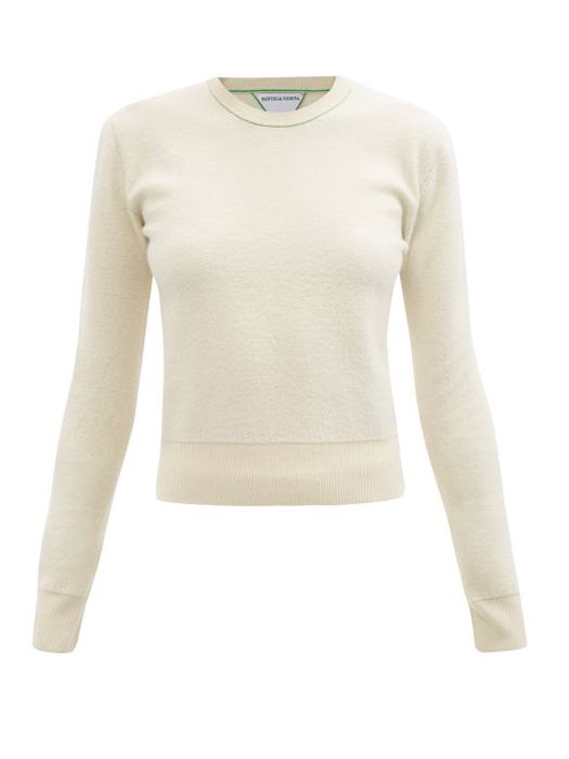 Bottega Veneta - Contrast-stitch Knitted Sweater - Womens - Cream