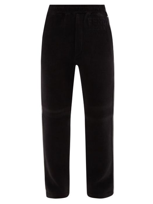 Fendi - Striped Cotton-blend Corduroy Trousers - Mens - Black