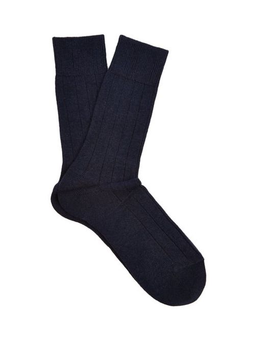Falke - Lhasa Wool And Cashmere-blend Socks - Mens - Navy