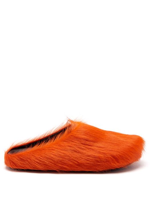 Marni - Fussbett Sabot Calf-hair Backless Loafers - Mens - Orange