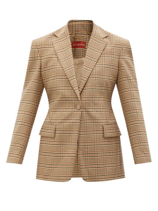Altuzarra - Macguffin Single-breasted Check Wool-blend Jacket - Womens - Beige Multi
