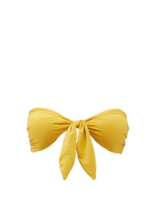 Casa Raki - Flor Knotted Bandeau Bikini Top - Womens - Yellow