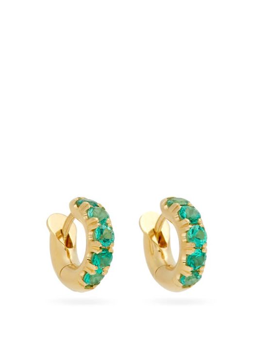 Spinelli Kilcollin - Macro Mini Emerald & 18kt Gold Huggie Earrings - Womens - Green Gold