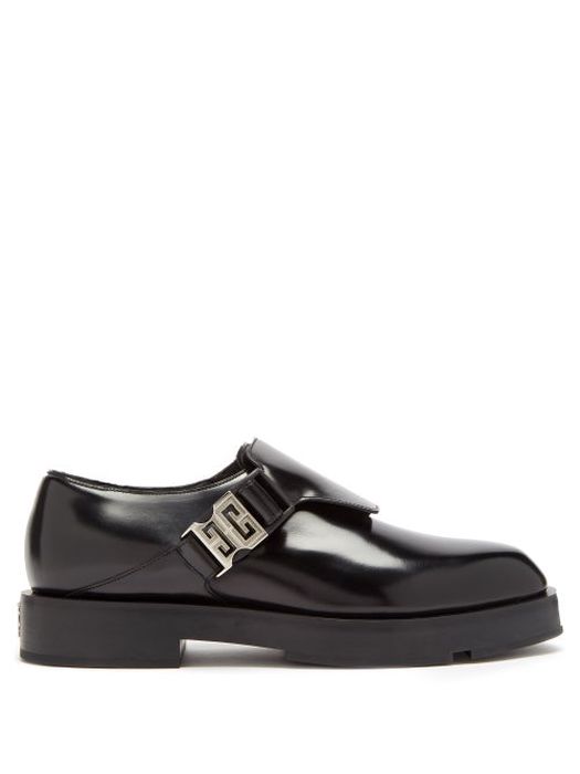 Givenchy - Square-toe Leather Monk-strap Shoes - Mens - Black