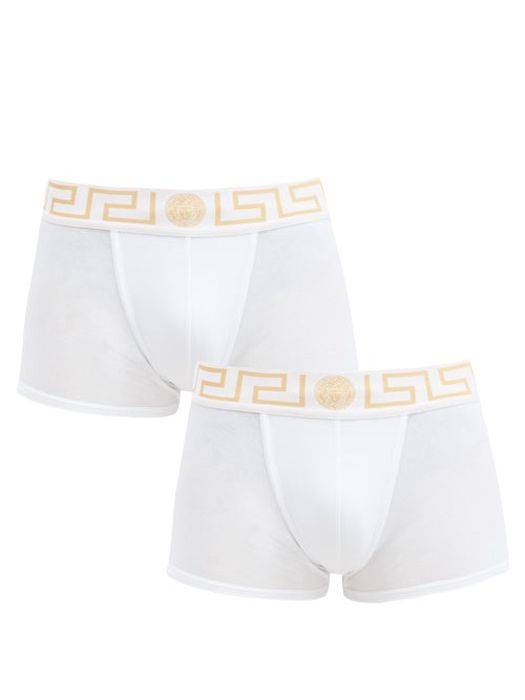 Versace - Pack Of Two Logo Stretch-cotton Boxer Briefs - Mens - White
