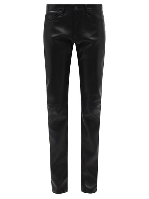 Altu - Leather Straight-leg Trousers - Womens - Black
