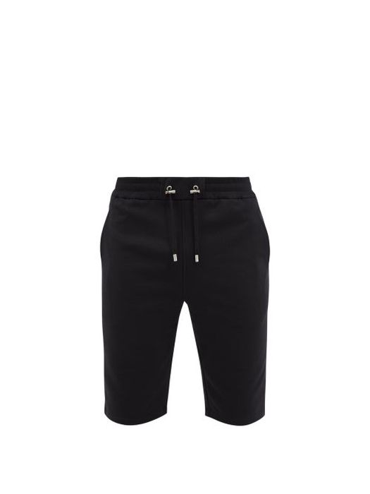 Balmain - Logo-embroidered Cotton-jersey Shorts - Mens - Black