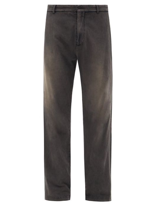 Balenciaga - Faded Cotton-jersey Straight-leg Trousers - Mens - Black