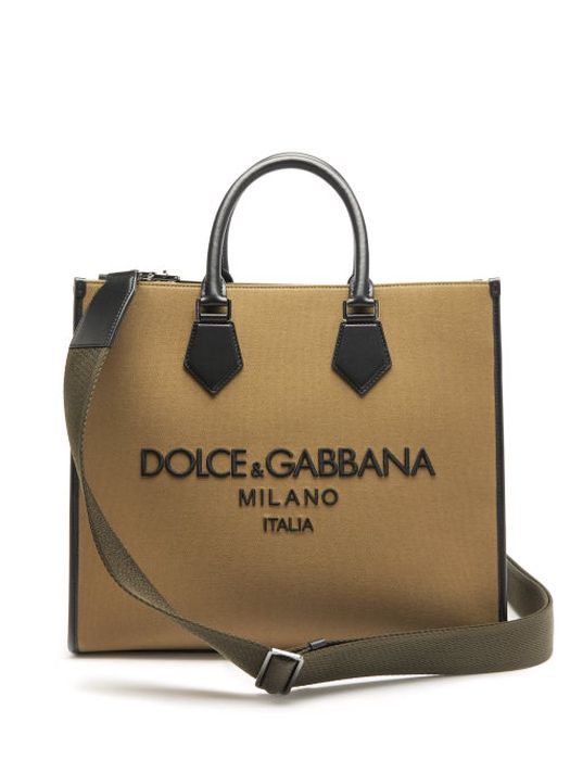 Dolce & Gabbana - Logo-embroidered Canvas Tote Bag - Mens - Khaki