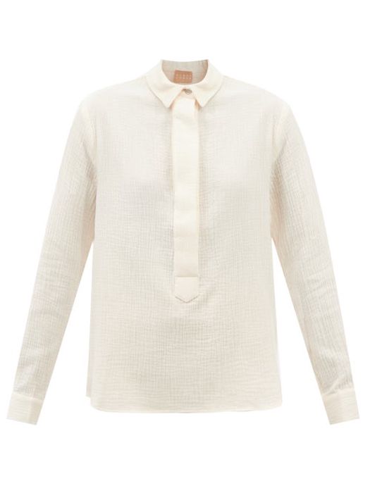 Albus Lumen - Ferias Cotton-muslin Shirt - Womens - Cream