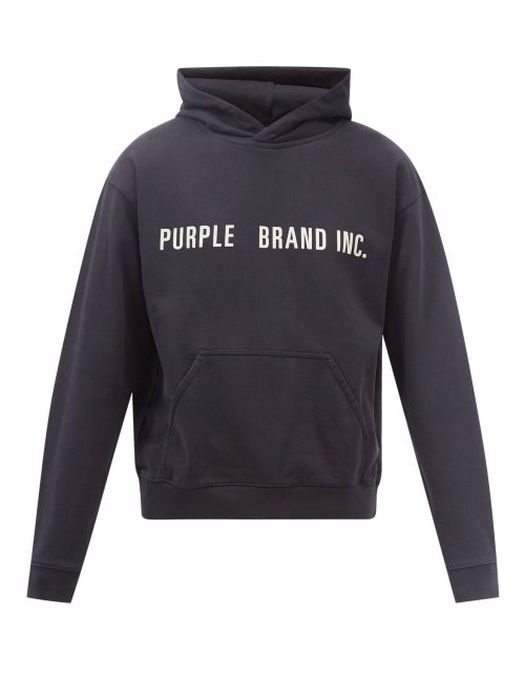 Purple Brand - Artifact Logo Cotton-jersey Hooded Sweatshirt - Mens - Black