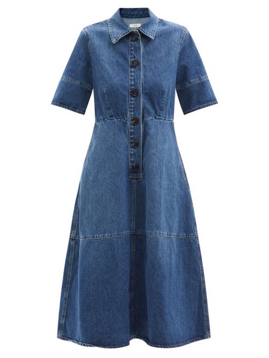 Co - Denim Shirt Dress - Womens - Blue
