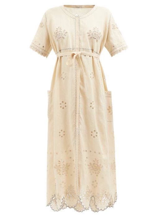 Vita Kin - Colette Broderie-anglaise Linen Dress - Womens - Cream