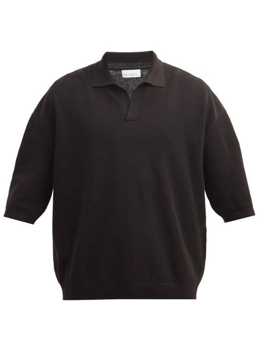 Raey - V-neck Linen-blend Polo Sweater - Mens - Black