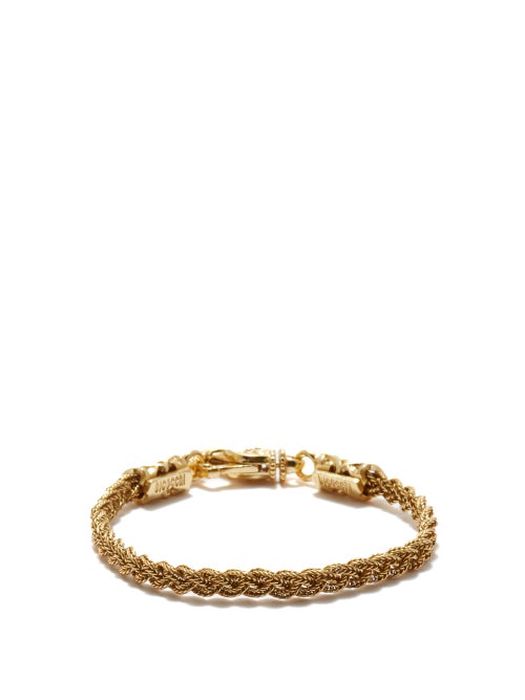 Emanuele Bicocchi - Braided Rope-chain 24k Gold-plated Bracelet - Mens - Silver