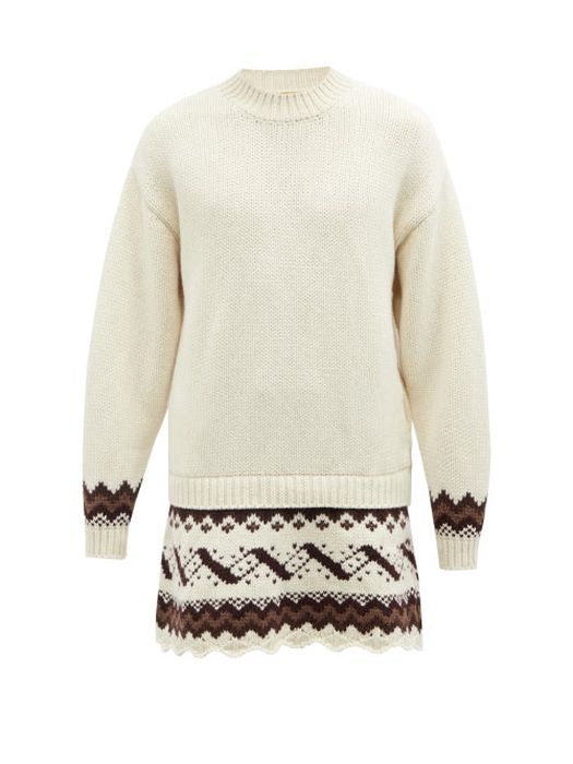 Stefan Cooke - Fair Isle Scalloped-hem Wool Sweater - Mens - White Multi