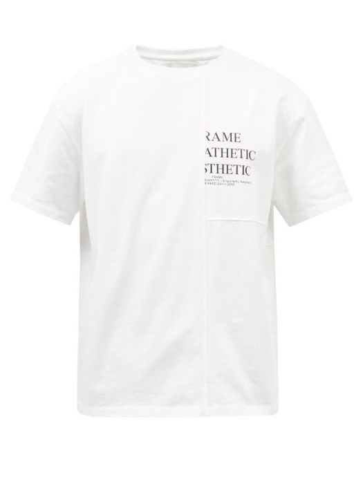Frame - Deconstructed Logo-print Cotton-jersey T-shirt - Mens - White