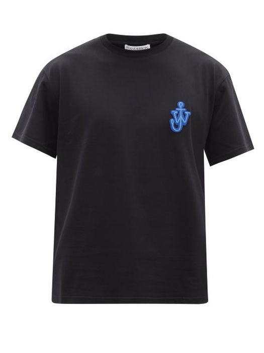 JW Anderson - Anchor Logo-patch Cotton-jersey T-shirt - Mens - Black