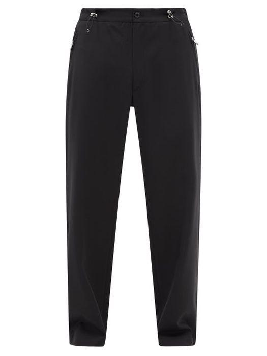 Moncler - Drawstring-waist Wool-blend Wide-leg Trousers - Mens - Black