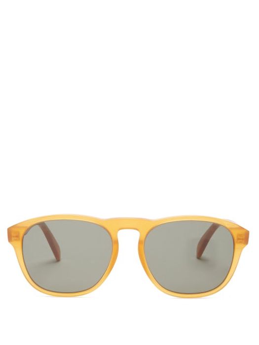 Celine Eyewear - Round Acetate Sunglasses - Mens - Dark Yellow