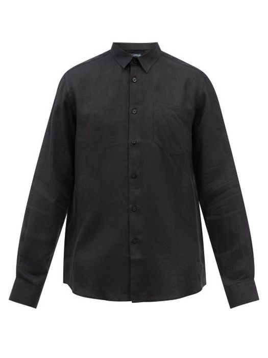 Vilebrequin - Caroubis Garment-dyed Linen Shirt - Mens - Black