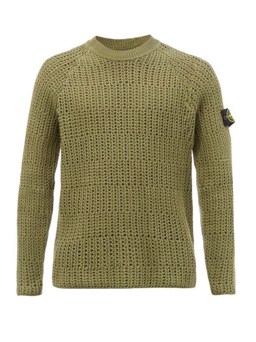 Stone Island - Knitted Cotton-blend Sweater - Mens - Green