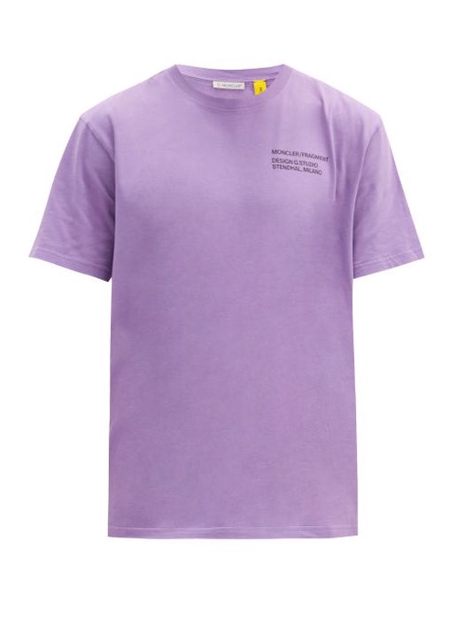 7 Moncler Frgmt Hiroshi Fujiwara - Staff-print Cotton-jersey T-shirt - Mens - Purple