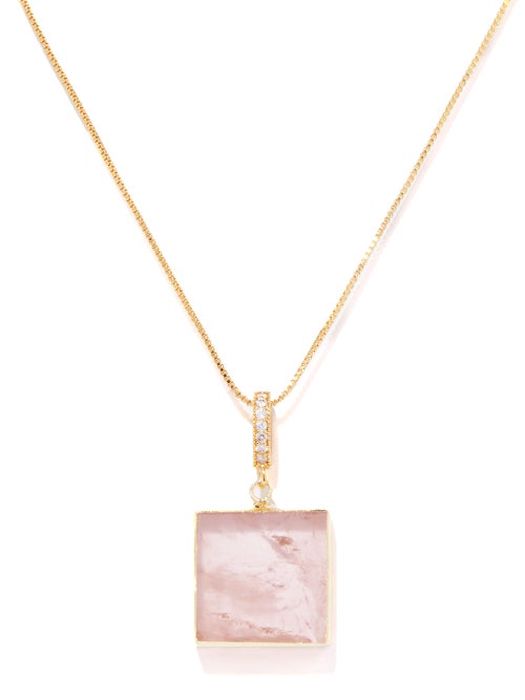 Crystal Haze - Rose Quartz & 18kt Gold-plated Necklace - Womens - Pink Gold