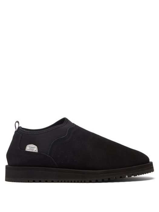 Suicoke - Shearling-lined Suede Slippers - Mens - Black