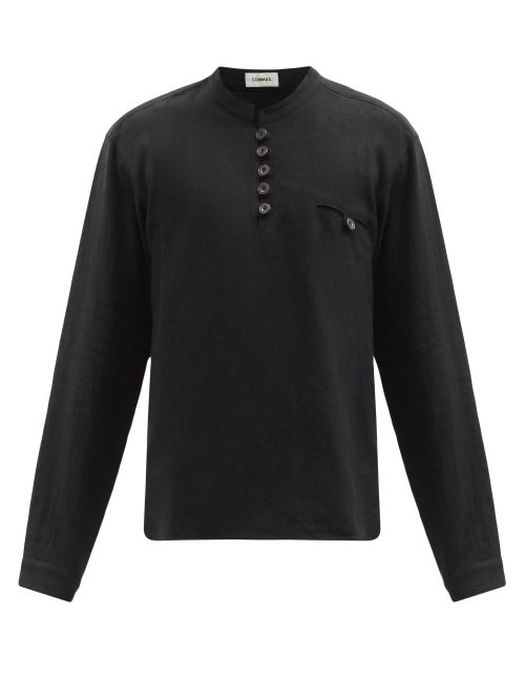 Commas - Buttoned Linen-blend Shirt - Mens - Black