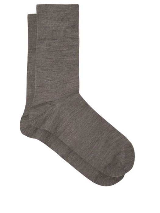 Falke - Airport Virgin Wool-blend Socks - Mens - Mid Grey