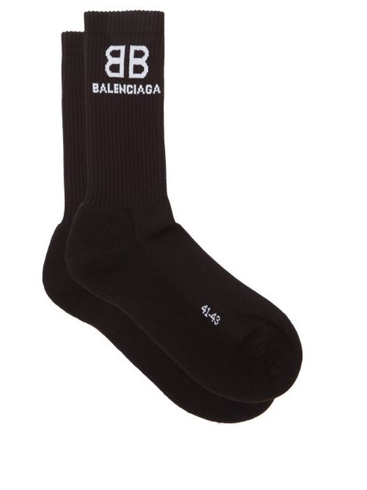 Balenciaga - Logo-jacquard Cotton Socks - Mens - Black