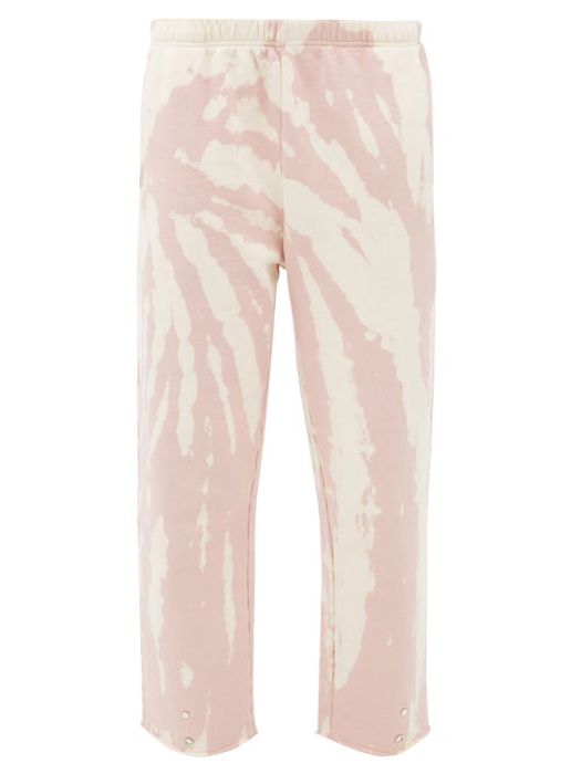 Les Tien - Snap-front Brushed-back Cotton Track Pants - Womens - Pink Multi