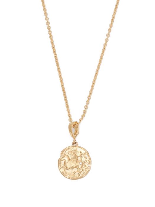 Azlee - Pegasus Diamond & 18kt Gold Necklace - Womens - Gold